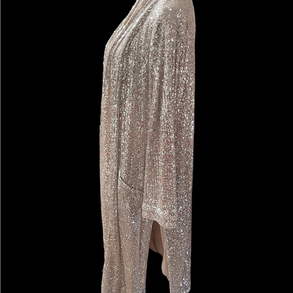 Sequin Silver Duster Anthropologie Dulcinea Jacket x BB Dakota Size Large - Picture 10 of 10